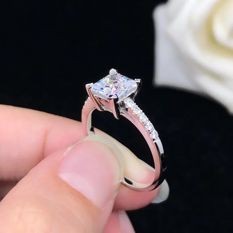 Solid Platinum 3ct Moissanite Princess Cut Ring