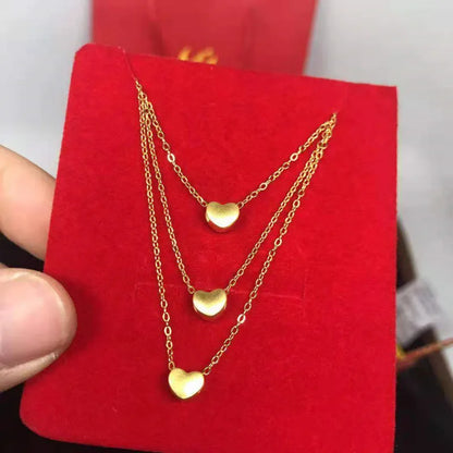 Solid Gold Heart Pendant with 18K AU750 Chain