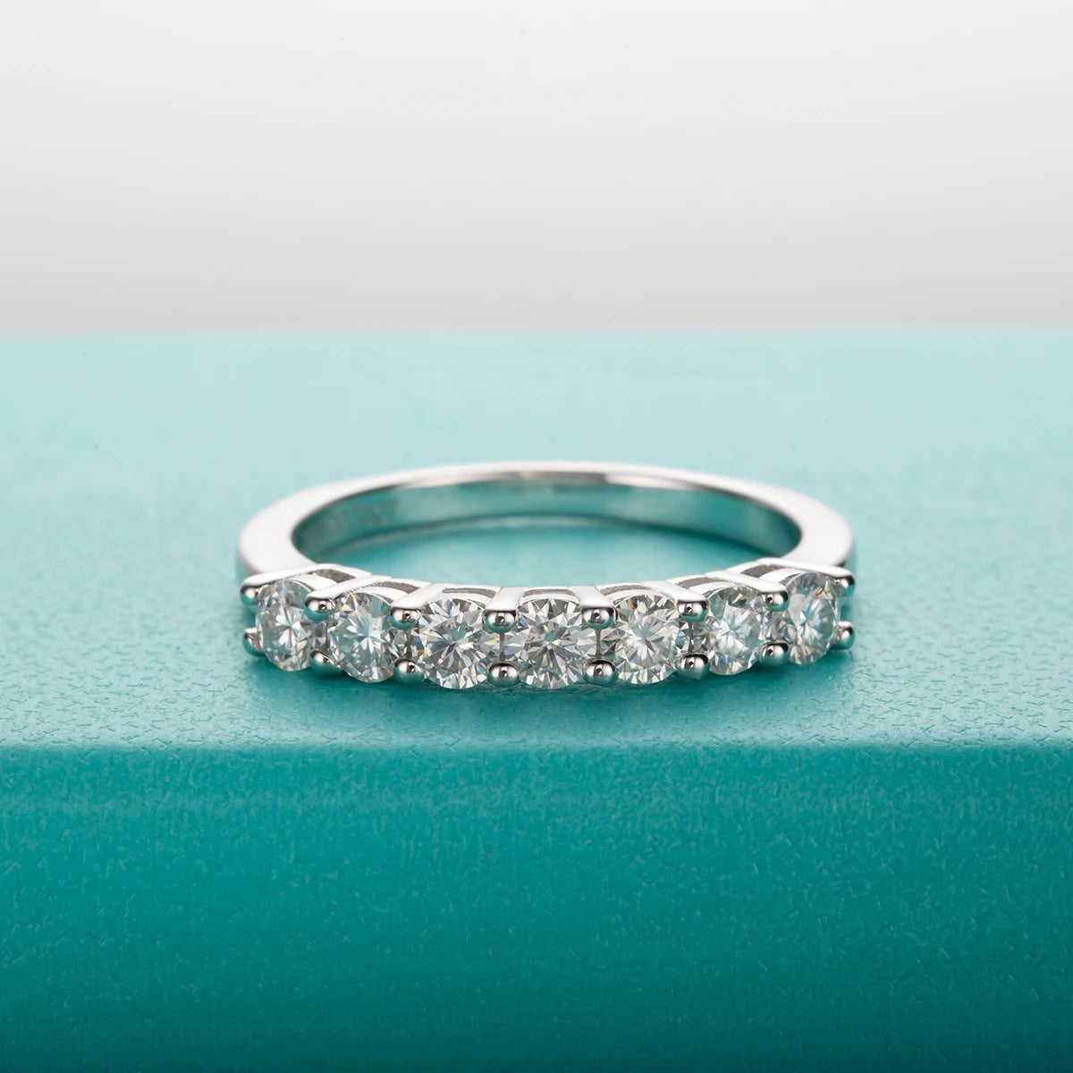 0.7ct Moissanite Half-Eternity Band - 925 Silver Ring