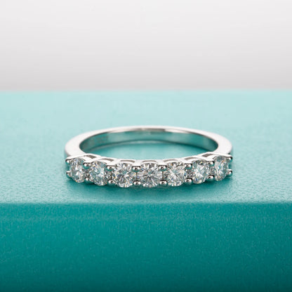 0.7ct Moissanite Half-Eternity Band - 925 Silver Ring