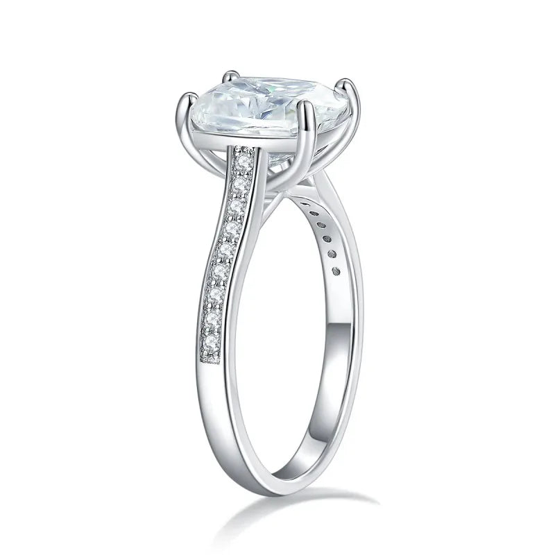 3 Carat Moissanite Rectangle Ring - 925 Sterling Silver