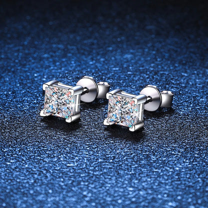 1ct Square cut Moissanite Diamond Stud Earrings