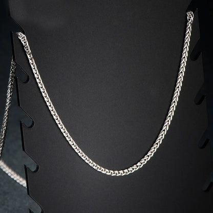 Solid 18K White Gold AU750 Wheat Chain Necklace for Women