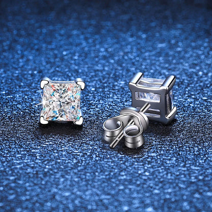 1ct Square cut Moissanite Diamond Stud Earrings