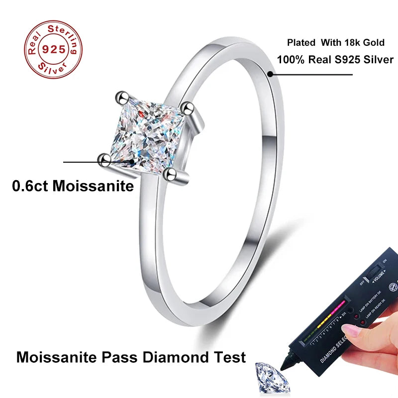 0.6 Carat Princess Moissanite Engagement Ring