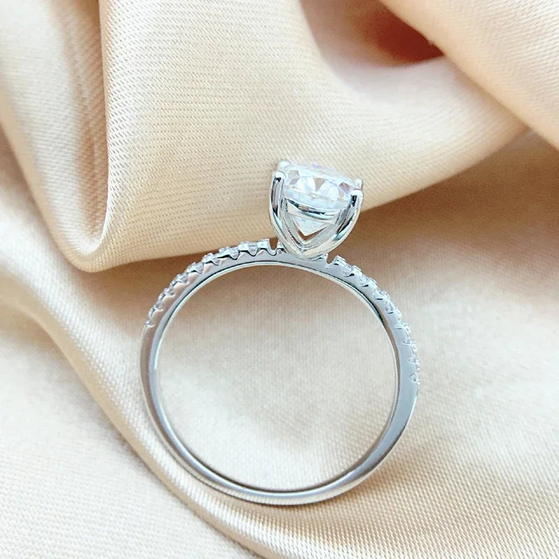 Oval Moissanite Sterling Silver Ring