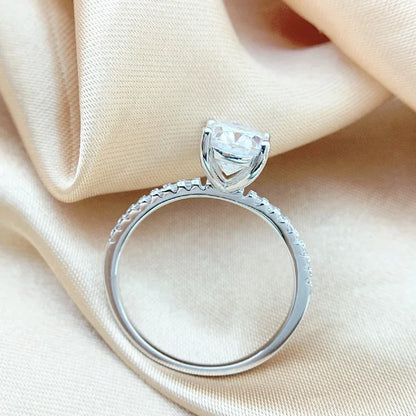 Oval Moissanite Sterling Silver Ring