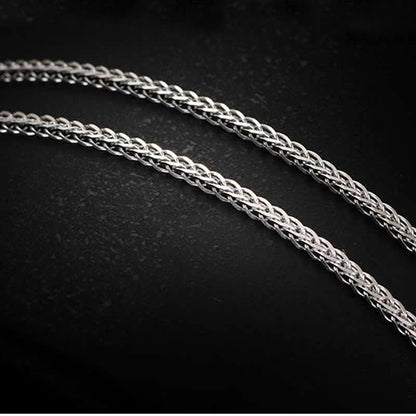 Solid 18K White Gold AU750 Wheat Chain Necklace for Women