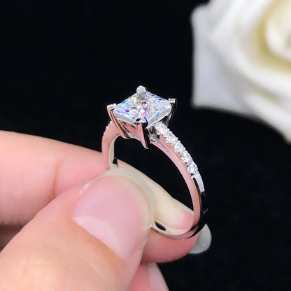 Solid Platinum 3ct Moissanite Princess Cut Ring