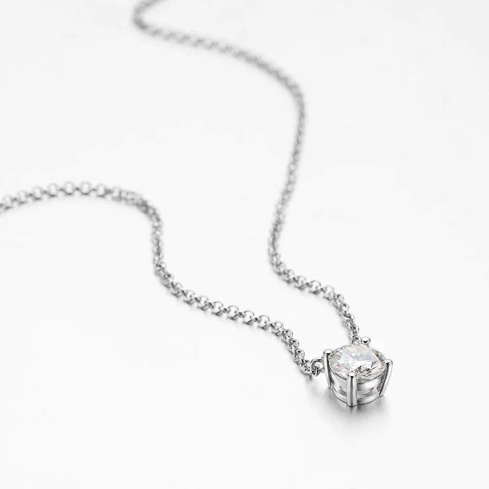 1 Ct Round Cut Moissanite Necklace