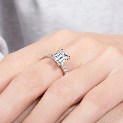 3ct Emerald Cut Moissanite Engagement Ring