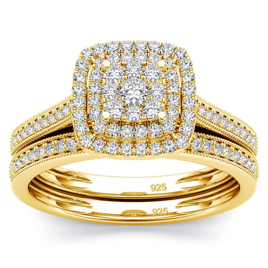 Yellow Gold Moissanite Rings Set