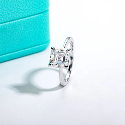 3ct D Asscher Cut Moissanite Ring