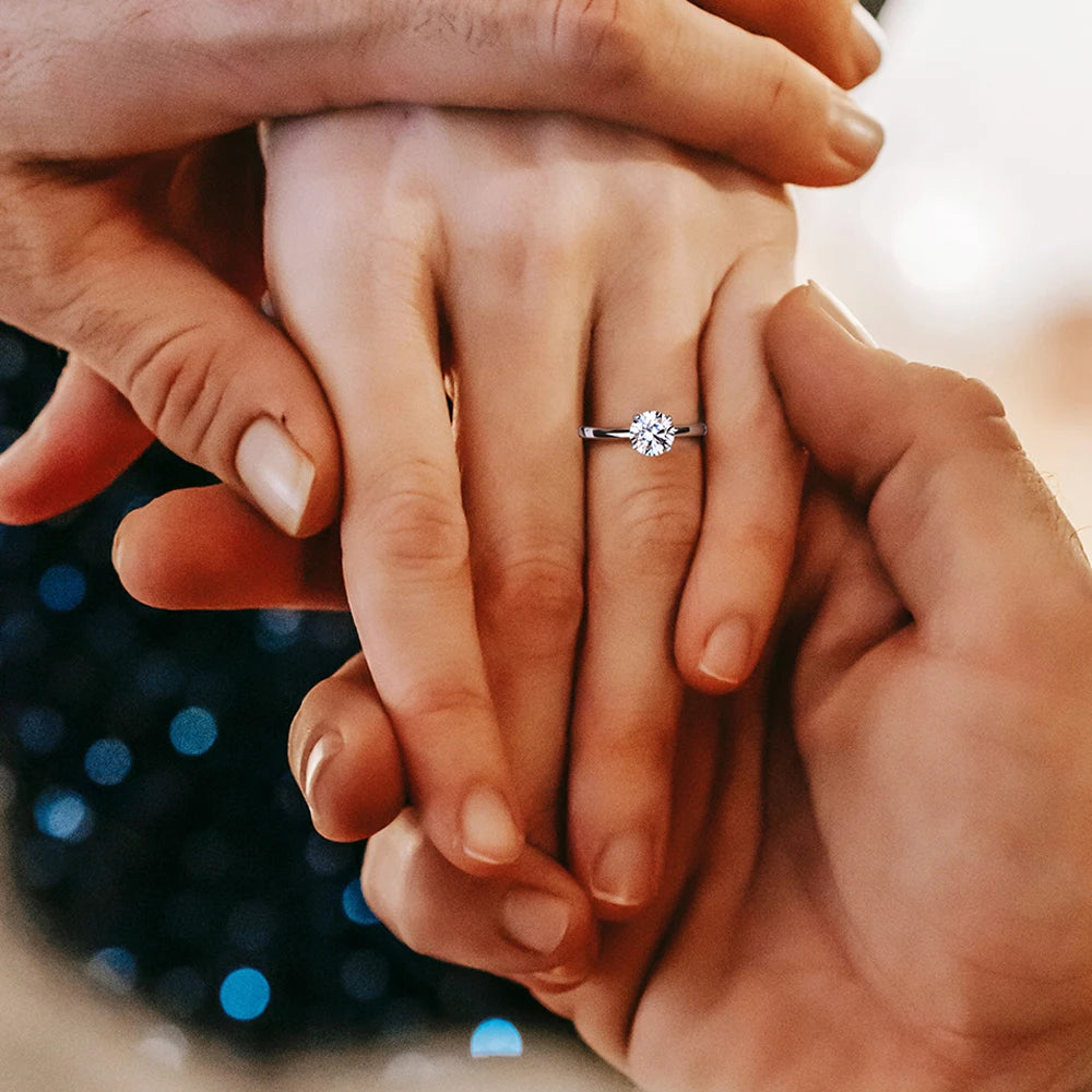 Moissanite Solitaire Ring - Yellow/White Gold