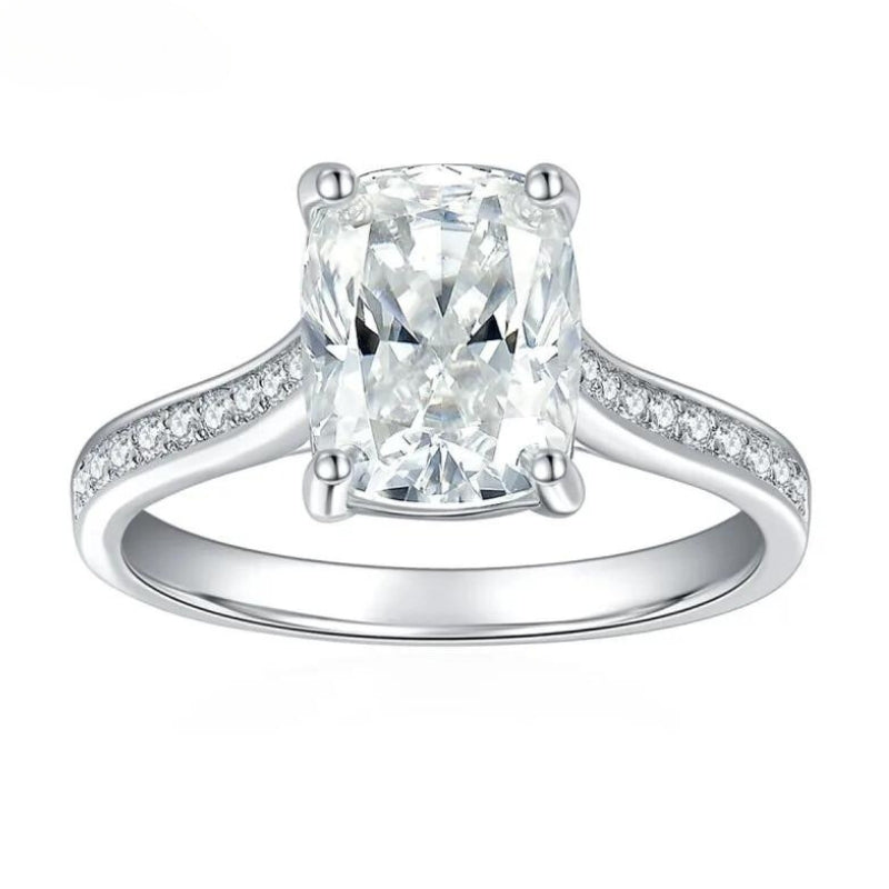 3 Carat Moissanite Rectangle Ring - 925 Sterling Silver