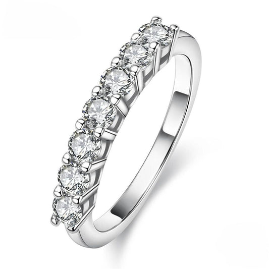 0.7ct Moissanite Half-Eternity Band - 925 Silver Ring