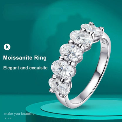 Oval Moissanite Diamond Sterling Silver Ring