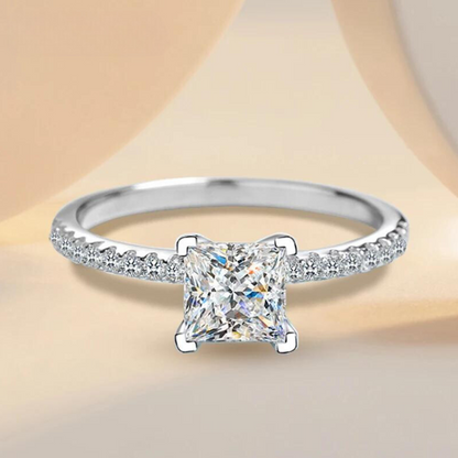 1ct/2ct Princess Cut Moissanite Ring